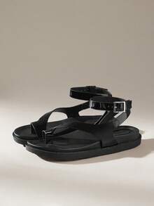 HighSole Women's Round Toe Thick Sole Fashion Sandals, Casual Beach Resort Flip Flops - Black - View 6
