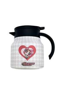 THE POWERPUFF GIRLS X SHEIN 1件 800ml/1000ml 304不鏽鋼保溫保冷水壺，附防塵蓋、防滑底座，輕量可重複使用，粉色愛心角色圖案，適合通勤、登山、野餐、日常通用，熱門保溫水杯 - 彩色 - 查看 1
