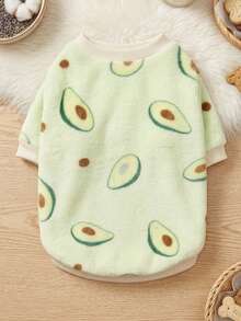 PETSIN 1 Pc Pet Cat Dog Universal Cute Green Avocado Pattern Printed Plush Warm Elastic Comfortable Dog Round Neck - Multicolor - View 2