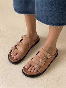 HighSole Women's Fashionable Brown Comfortable Flat Beach Sandals - Watermelon Pink - View 3