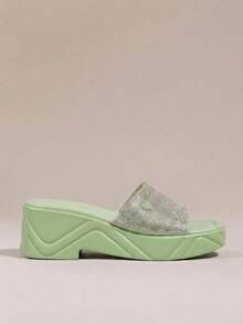 HighSole Cuccoo 女士厚底水钻装饰派对凉鞋 - 綠色 - 查看 2