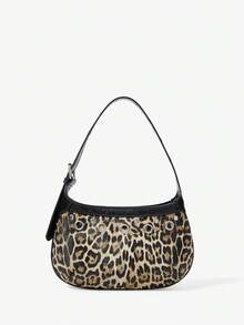 Viva Strut Women's Shoulder Bag, Leopard Print Retro Decoration, Animal Print Spice Girl Sweet Cool Wind, Rivet Hollow Decoration, Zipper Closure, Daily Shopping - leopard print - View 3