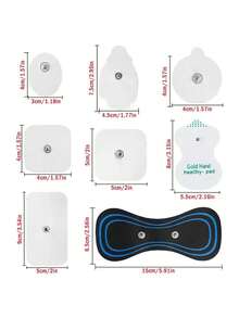 15 * 6.5cm、5 * 5cm、7.5x4.5cm 多種形狀與尺寸電極片，替換用黏性凝膠墊，按摩器配件 - 彩色 - 查看 3