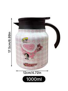 THE POWERPUFF GIRLS X SHEIN 1件 800ml/1000ml 304不鏽鋼 長效保溫保冷 防塵蓋 防滑底盤 輕量可重複使用 粉色愛心角色圖案保溫水壺 通勤 登山 野餐 日用 通用 熱門補水杯 - 彩色 - 查看 5