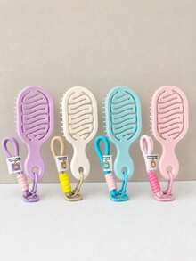 4pcs Mini Oval Portable Hair Brush, Wet Dry Massage Comb With Lanyard - A - View 9