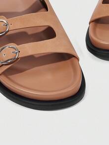 HighSole Women's Fashionable Brown Comfortable Flat Beach Sandals - Watermelon Pink - View 9