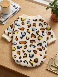PETSIN 1 Pc Colorful Leopard Print Fleece Thickened Warm Round Neck Sweatshirt For Pet Cats & Dogs, Autumn/Winter - Multicolor - View 1