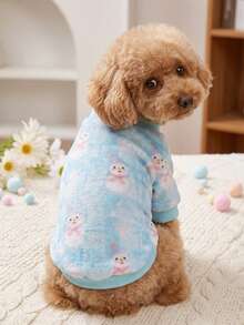 PETSIN 1 Printed Snowman Flannel Sweatshirt, Thick And Warm For Pets In Autumn And Winter, Blue Color - Multicolor - View 3
