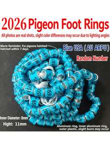 40 New 2026 Pigeon Ankle Bands With Numbers And Letters, Inner Diameter 8mm, Made Of Aluminum Alloy And Plastic, Pet Bird Parrot Pigeon Identification Ankle Bands (Warm Reminder: It Is Best To Wear Them Within 7 Days After Birth) - View 1