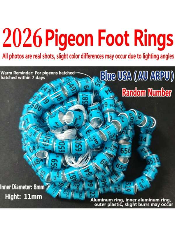 40 New 2026 Pigeon Ankle Bands With Numbers And Letters, Inner Diameter 8mm, Made Of Aluminum Alloy And Plastic, Pet Bird Parrot Pigeon Identification Ankle Bands (Warm Reminder: It Is Best To Wear Them Within 7 Days After Birth)