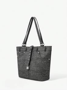 Viva Strut Women's Shoulder Bag Tote Bag Street Style, Retro Spice Girl Y2K, Metal Hardware Canvas Material Is Suitable For Daily Commuting, Shopping Fashion - Grey - View 2
