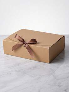 10PCS Brown Gift Box With Lid & Ribbon, Bridesmaid Proposal Box, Gift Packaging For Wedding, Birthday, Baby Shower, Valentine's Day, Graduation, DIY Craft, Cosmetic Storage, Party Decor Box - Brown - View 6