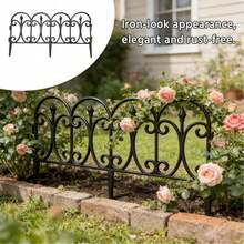 1/6Pcs Heavy‑Duty ABS Resin Garden Fence Panels, Easy Install Landscape Edging For Yard Lawn Patio Flower Bed, Modern Outdoor Decor Housewarming Gift - A - View 5