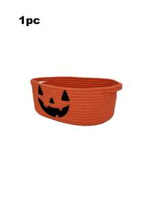 Halloween Orange Cotton Rope Storage Basket, Holiday Candy & Gift Basket For Festival Packaging - Orange - View 12