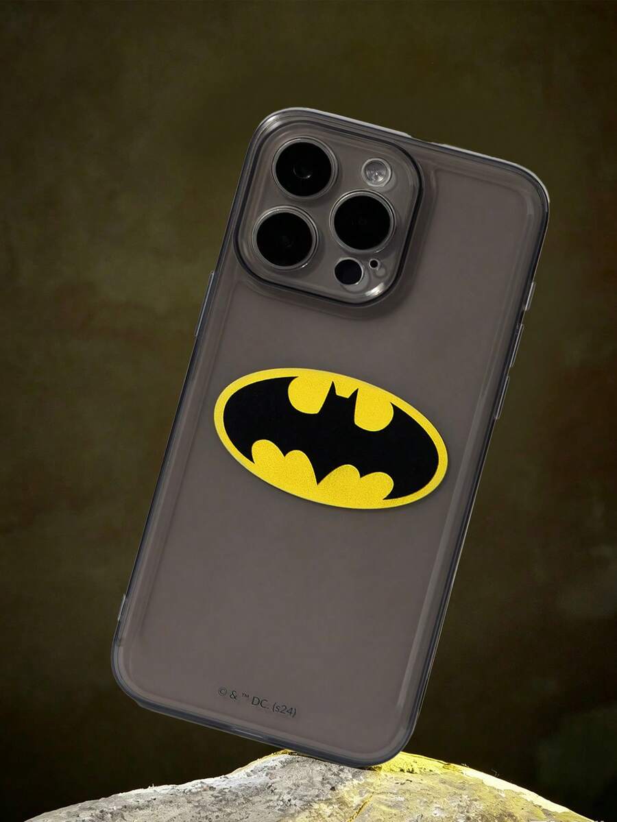BATMAN X SHEIN Funda de teléfono con estilo básico y diseño sencillo compatible con iPhone - Gris - Ver 1