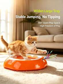 Indoor Interactive Electronic Sensor Cat Toy, Battery‑Powered Automatic Cat Teaser Toy, Pop‑Up Hide‑And‑Seek Hunting Mouse Toy For Cats & Kittens Play Exercise, 6‑Hole Pet Toy (Batteries Not Included) - Orange - View 3