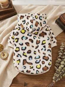 PETSIN 1pc Pet Colorful Leopard Print Hooded Sweatshirt, Thick Warm For Cats And Dogs In Autumn/Winter - Multicolor - View 4