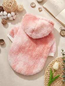 PETSIN 1pc Pet Cat/Dog Plush Warm Comfortable Light Brown Tie-Dye Fashion Hooded Sweatshirt - Multicolor - View 1