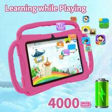 Tablet Edukasi Anak 7 inci, 4GB+64GB, Quad-Core 1.3GHz, Android 13, Layar IPS HD 1024x600, Kamera 2MP+2MP, Kontrol Orang Tua WiFi, Bahan ABS Silikon, Aksesoris Lengkap Termasuk - MultiWarna - View 9