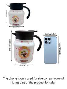 THE POWERPUFF GIRLS X SHEIN 1個 800ml/1000ml 304不鏽鋼長效保溫保冷 防塵蓋 防滑底輕量可重複使用 粉色愛心角色圖案保溫水壺 通勤徒步野餐日常通用熱門補水杯 - 彩色 - 查看 3