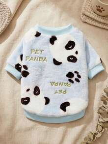 PETSIN 1 Pc Panda Print Flannel Pet , Pink & Blue - Multicolor - View 2