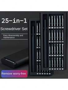25 In 1 Precision Screwdriver Set, Multifunctional Maintenance Tool, Suitable For Disassembling Mobile Phones And Tablets, Durable Plastic, No Need For Charging - With Various Screw Heads - Silver - View 6