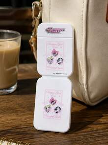 THE POWERPUFF GIRLS X SHEIN 1 One Size Fits All, Foldable Multi Angle Adjustable Portable Vanity Mirror, Officially Authorized Powerpuff Girls Cartoon Printed White Desktop Makeup Mirror, Suitable For Home, Dormitory, And Travel, Cartoon Cute Makeup Portable Mirror - Multicolor - View 2