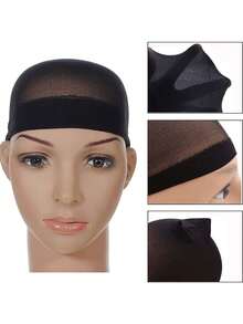 2pcs Invisible Wig Cap Cosplay Wig Head Net High Elasticity New Thin Full Head Coverage Anti-Slip - Black - View 2