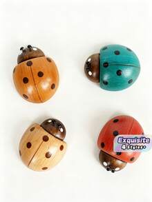 Wooden Ladybug Bottle Opener Fridge Magnet, Creative Beetle Magnetic Bottle Opener, Wood Craft Decor For Refrigerator - View 1