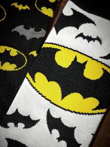 BATMAN X SHEIN 2 Pack Of Bat Pattern Medium Tube Socks - color mixing - View 6