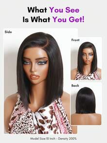ALL READY WIG Bye-Bye Slip™ 6x4 蕾絲封口假髮 無膠自然黑側分俐落波波頭抽繩假髮 턱長絲滑直髮 俐落輪廓修飾臉型 即戴即走 適合所有頭圍 100% 真人髮 透明蕾絲 初學者友善 - SNatural - 查看 4