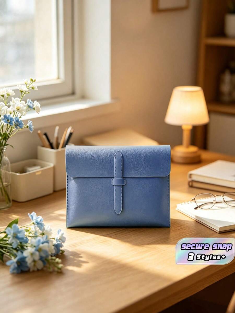 1 A4-Sized Leather Portable Classic Business File Folder. File Organizer. Lightweight And Slim. Professional Office Use. Household Use. Business Trip. - Multicolor - View 1