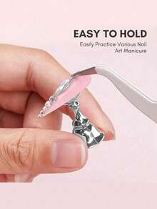 Silver, Nail Art Sheet Display Stand, Acrylic Nail Art Practice Support Frame,Transparent Color Magnetic Base, Suitable For Nail Art Display And Practice - Silver - View 3