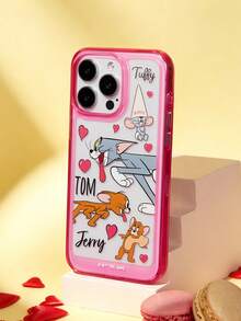 TOM & JERRY X SHEIN Cartoon Pattern Pink Fashion Phone Case, Compatible With IPhone - Multicolor - View 3
