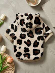 PETSIN 1 Leopard Print Spotted Pattern Printed Plush Hooded Pet Hoodie, Thick And Warm Winter Pet Cat And Dog Clothing - Multicolor - View 2