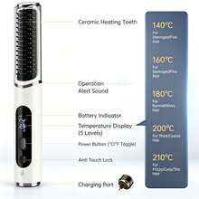 Teckwe Portable Wireless Straight Hair Comb, Fast Heating Function, 4000mAh Lithium Battery Power Supply, Long-Lasting Battery Life, LED Intelligent Digital Display, Hair Care Coating, Anti Scalding Comb Teeth, For Straight Hair Use, - Multicolor - View 11