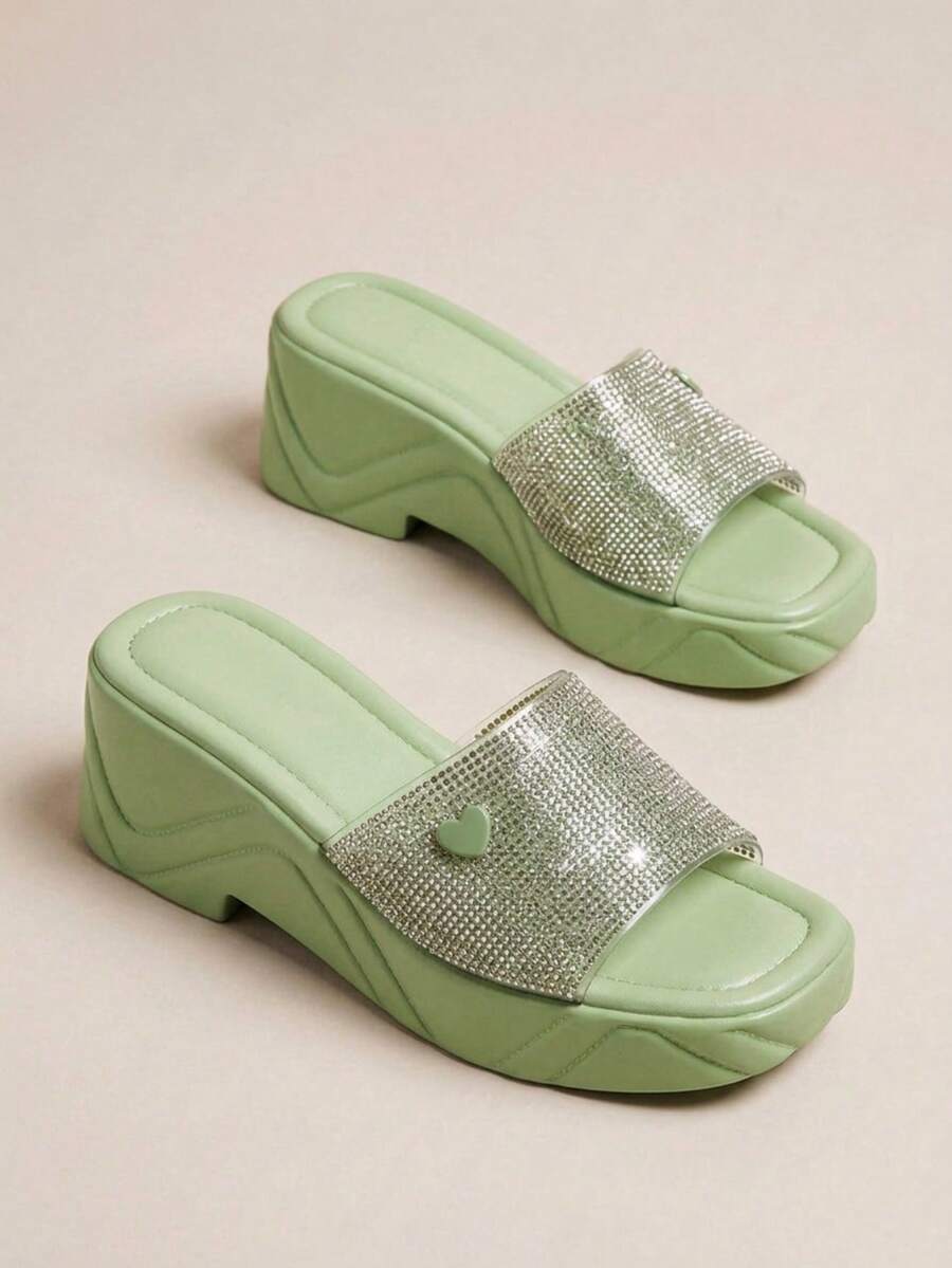 HighSole Cuccoo 女士厚底水钻装饰派对凉鞋 - 綠色 - 查看 1