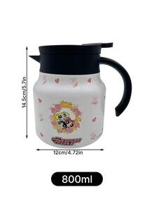 THE POWERPUFF GIRLS X SHEIN 1個 800ml/1000ml 304不鏽鋼長效保溫保冷 防塵蓋 防滑底輕量可重複使用 粉色愛心角色圖案保溫水壺 通勤徒步野餐日常通用熱門補水杯 - 彩色 - 查看 4