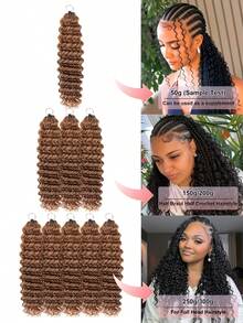 Boho Braids Miracle Knots 钩编真人发，100% Remy 真人发，羽毛线钩编发辫，沙龙级丝滑无缝隐形纯色 30# 羽毛钩编真人发，适合细软发质女性，微预环钩编真人发，深波浪处女发接发 - S30 - 查看 5