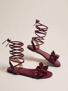 HighSole Women Heeled Sandals Summer - Burgundy - View 5
