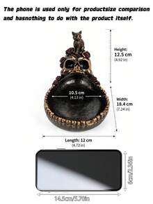Asbak Resin Tengkorak Mulut Besar Kucing Hitam Berdiri Terlaris, Ornamen Kerajinan Meja untuk Dekorasi Meja Rumah & Kantor - Hitam - View 4