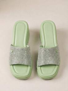 HighSole Cuccoo 女士厚底水钻装饰派对凉鞋 - 綠色 - 查看 7