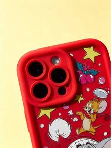 TOM & JERRY X SHEIN Christmas Cartoon Print Phone Case,Compatible With IPhone - Red - View 4