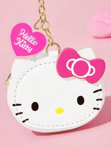 HELLO KITTY AND FRIENDS | SHEIN 蝴蝶結貓咪造型迷你零錢包，附鑰匙圈掛鉤，可作為包包掛飾，適合收納硬幣、耳機與小配件 - 玫瑰紅 - 查看 3