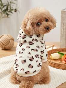 PETSIN 1 buah Hoodie Sweatshirt Bulu Domba Motif Leopard Beige untuk Hewan Peliharaan, Tebal & Hangat untuk Kucing & Anjing di Musim Gugur/Musim Dingin - MultiWarna - View 3