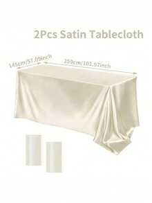 1PC 2PCS 8PCS 102x58Inch Satin Tablecloth - Silk Smooth Rectangular Party Table Cover For Wedding Banquet Dinner Festive Decoration Multicolor - Multicolor - View 15