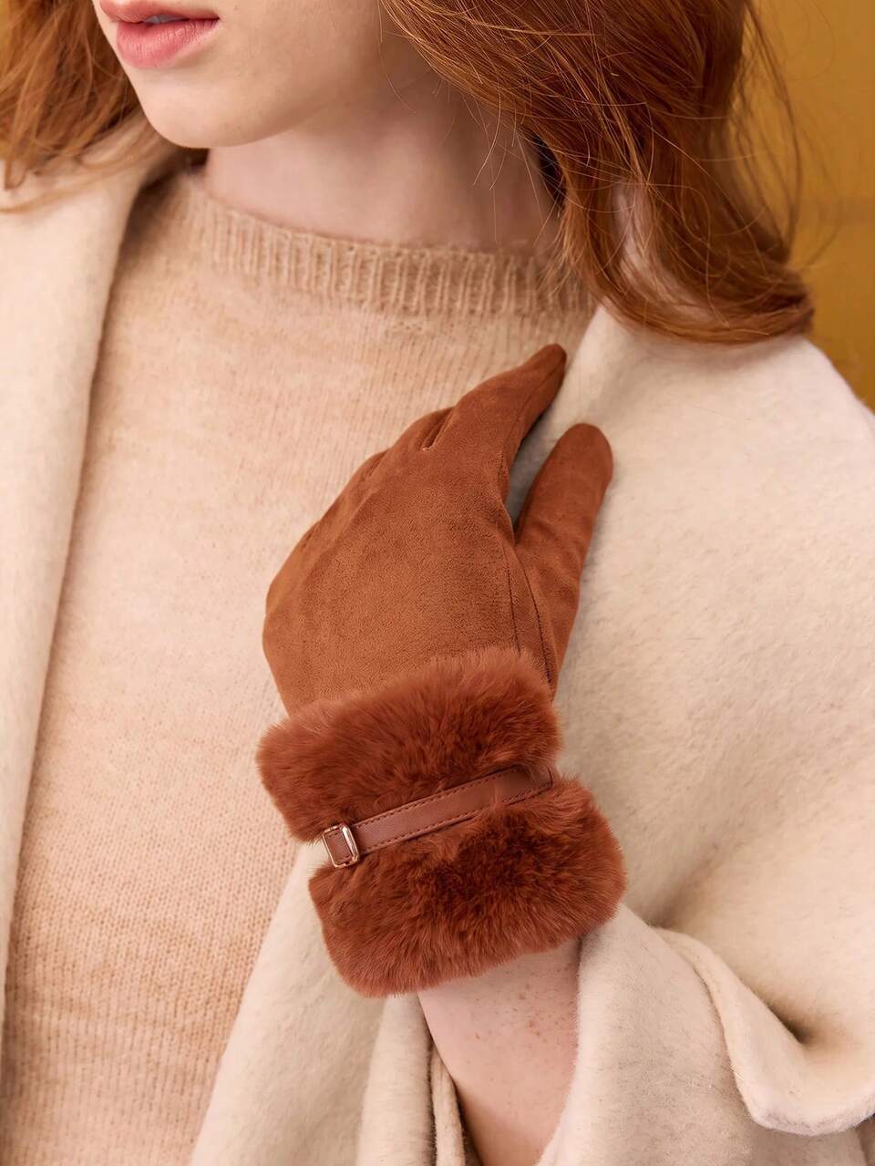 MOTF WOMEN'S AUTUMN AND WINTER FASHION VERSATILE THERMAL FINGER GLOVES