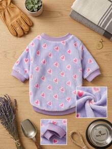 PETSIN Valentine's Day 1 Pc Purple Velvet Pet With Heart Print Design, For Both Cats And Dogs - Multicolor - View 4