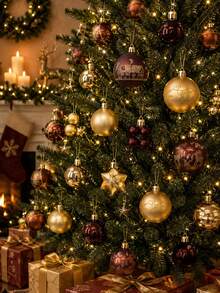 Cirelle 44pcs Christmas Ball Ornaments Set, Shatterproof Christmas Tree Ornaments Balls, Red & Gold Assorted Baubles Decor For Holiday Party - multicolor - View 9