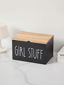 Rural Farmhouse Style Wooden Covered Tampon Storage Box - Multifunctional Bathroom Organizer, Ladies Toiletry Storage, Home Decor Accessory, Perfect For Small Bathroom Cabinet Storage - Multicolor - View 10